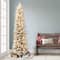6.5ft. Pre-Lit Flocked Pine Pencil Artificial Tree, Warm White LED Lights